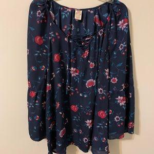 FADED GLORY Floral Top, Size 1X
